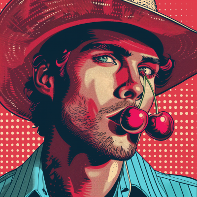 Pop Art Cherry Eating Guys Illustration