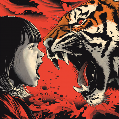 Pop Art Tiger vs Little Girl Illustration