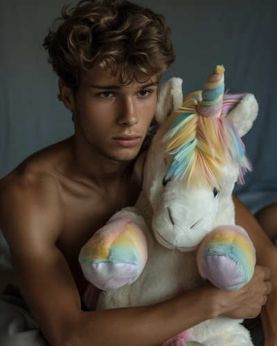Colorful Stuffed Unicorn Hug