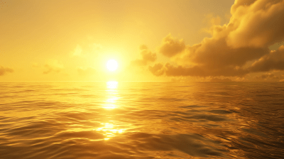 Golden Sunset over Calm Ocean