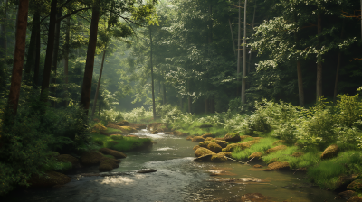 Natural Forest with River