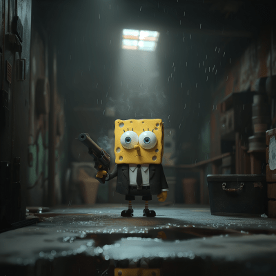 Spongebob Squarepants as Vincent Vega from Pulp Fiction