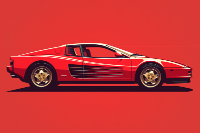 Minimalist Ferrari Testarossa Poster