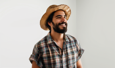 Handsome Brazilian Man with Straw Hat