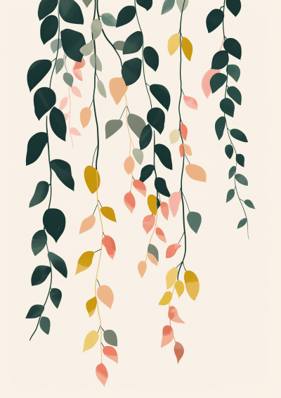 Colorful Hanging Vine Leaves Illustration