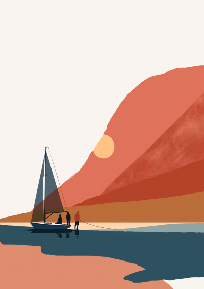 Sailboat Sunset Scene