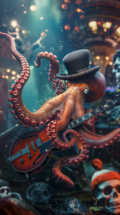 Octopus in Circus Illustration