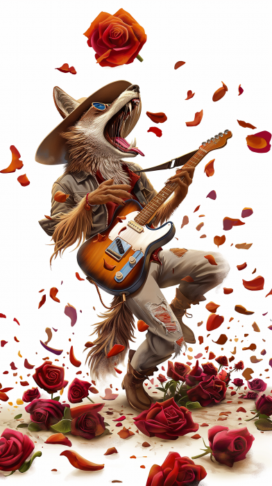Raccoon Cowboy Guitarist
