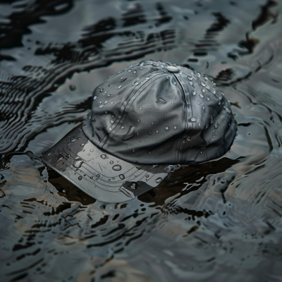 Crumpled Wet Grey Baseball Cap