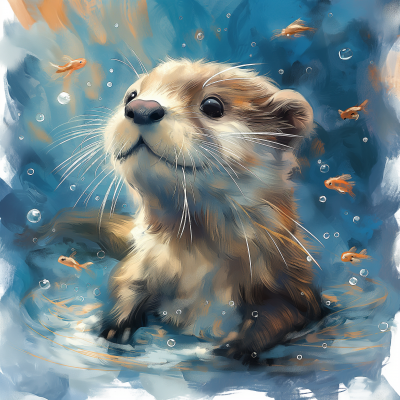 Whimsical Otter Illustration