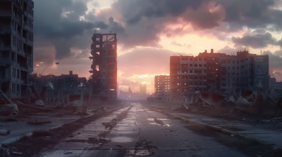 Cinematic Ruined City Still