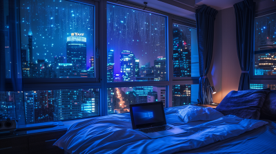 Neon Cityscape Bedroom