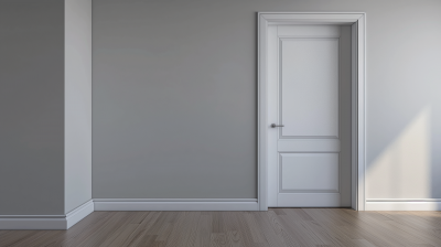 Minimalist Room with White Door