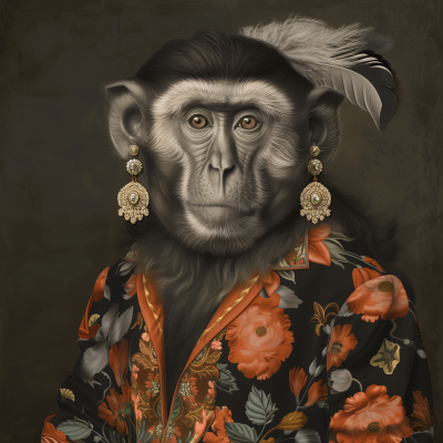 Vintage Barbary Macaque Illustration