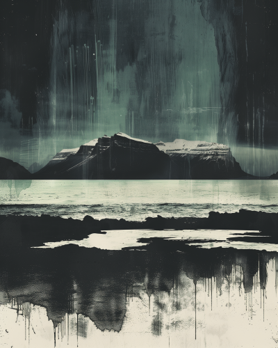 Icelandic Landscape Minimalist Poster with Screen