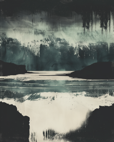 Icelandic Landscape Minimalist Poster with Screen