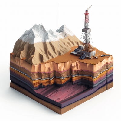 Isometric Cross Section of Oil Well Casing