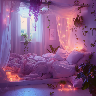 Dreamy Bedroom with Hanging Plants
