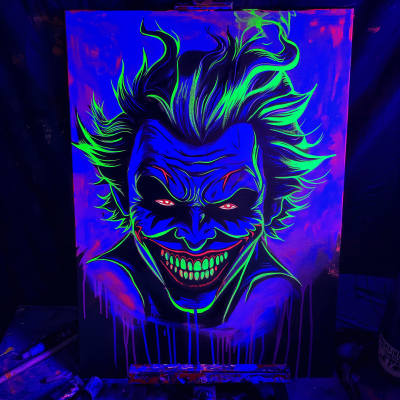 Sinister Neon Grinning Character