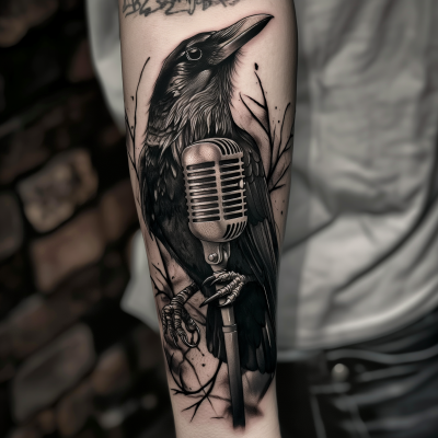 Crow Tattoo on Human Forearm
