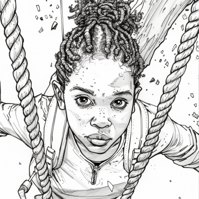 Black Girl at Go Ape Coloring Page