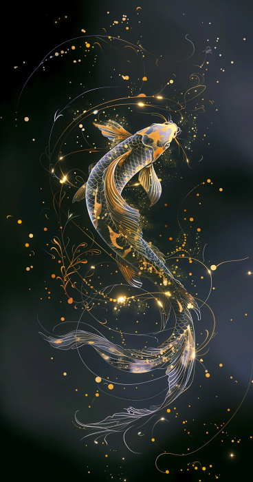 Ethereal Golden Koi Fish