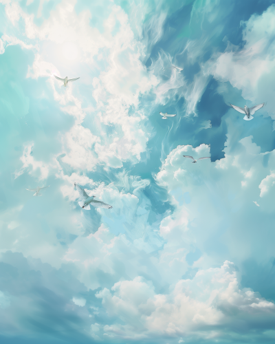Soft Blue and White Sky Art