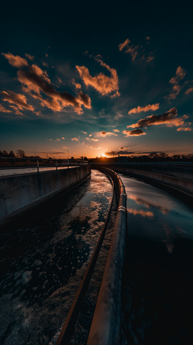 Sunset over Waste Water Clarifier in Oklahoma