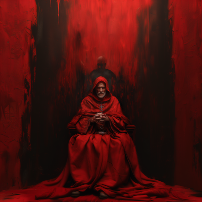 Possessed Priest in Deep Red and Black