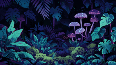 Nighttime Forest Floor Scene