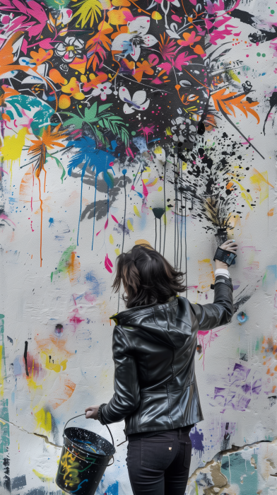 Colorful Paint Splash with Woman