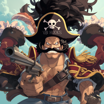 Angry Pirate with Gun in Anime Style