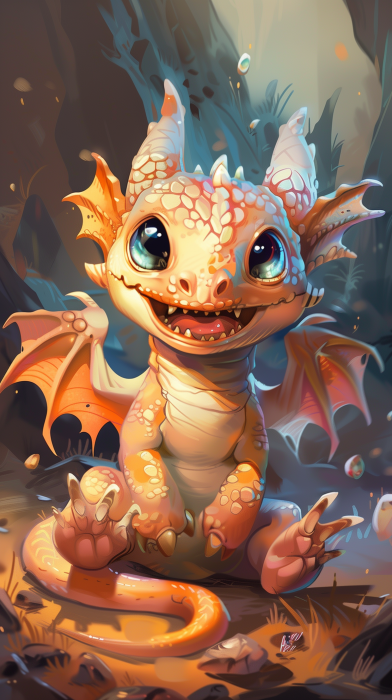 Friendly Orange Dragon Illustration