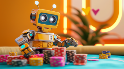 Colorful Robot at Poker Table