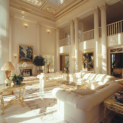 Luxurious 1980’s White and Gold Living Room