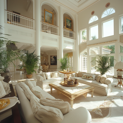 1980’s Spacious Living Room in Florida Mansion
