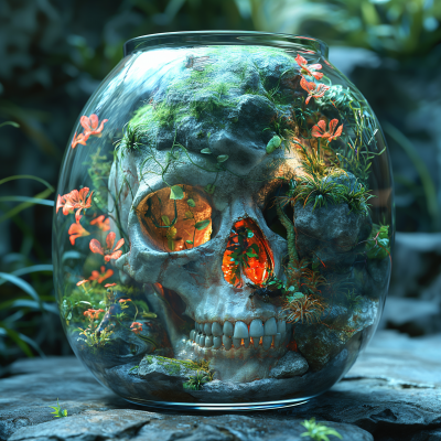 Glass Ceramic Skull Aquarium Bowl