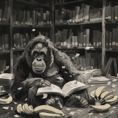Orangutan in a Library