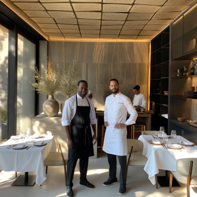 Diverse chefs at a Michelin star restaurant