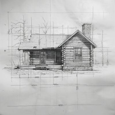 Log Cabin Blueprints Sketch