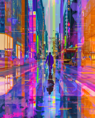 Digital Glitch Cityscape