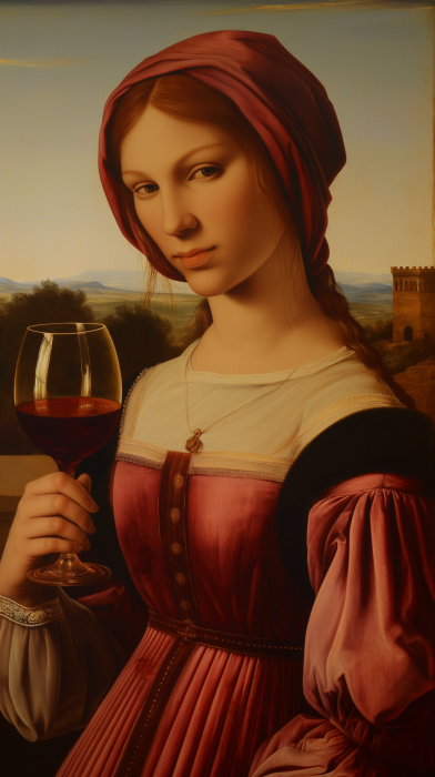 Renaissance Noblewoman with Red Wine Chalice