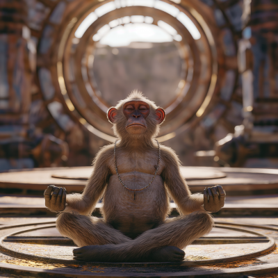Meditating Monkey in Circular Structure