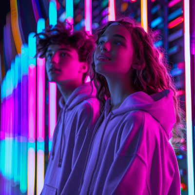 Teenagers Playing with Ultra Vivid Colors