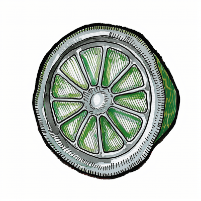 Sliced Lime with Tire Tread Illustration