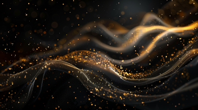 Flowing Fabric with Golden Sparkles