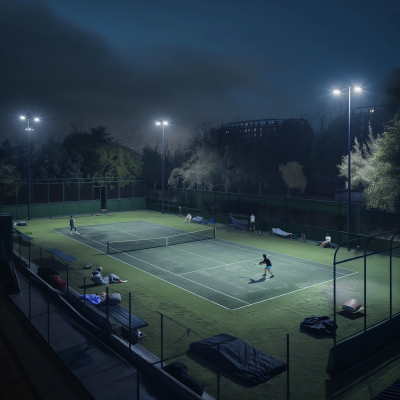 Nighttime Tennis Court
