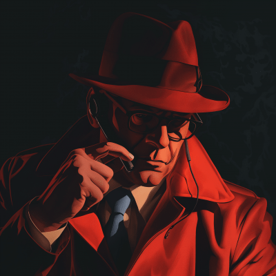 Mysterious Man in Red Hat and Trench Coat