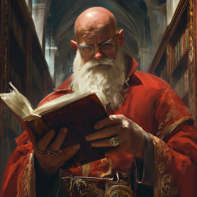 Red Wizard in Ancient Library
