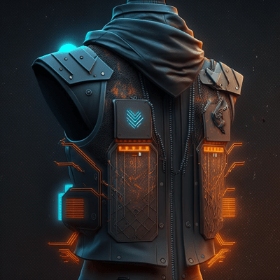 Cyberpunk Vest with Touch Screen in Front View